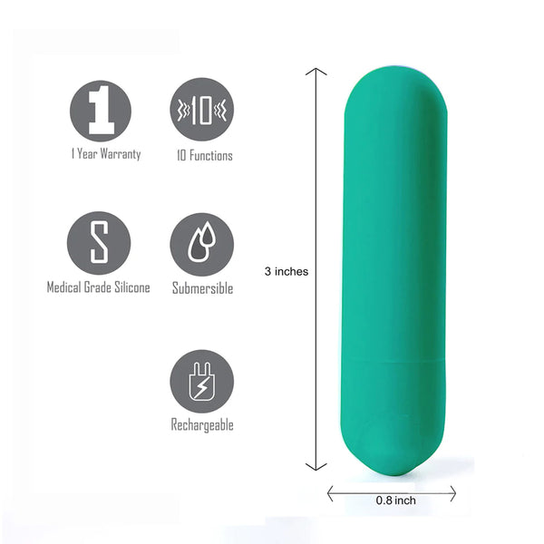 Maia Jessi USB Rechargeable Super Charged Mini Bullet EMERALD