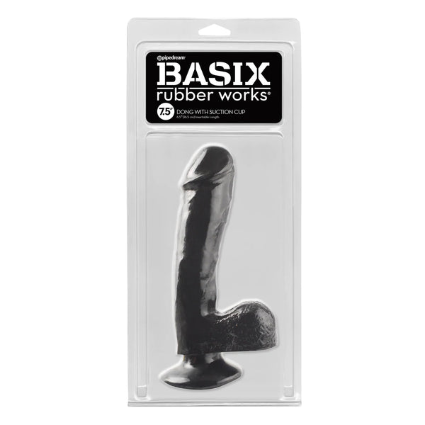 Basix Rubber Works 7.5&quot; Dong with Suction Cup Black