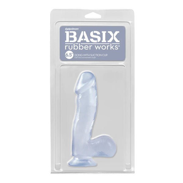 Basix Rubber Works 6.5&quot; Dong with Suction Cup Clear