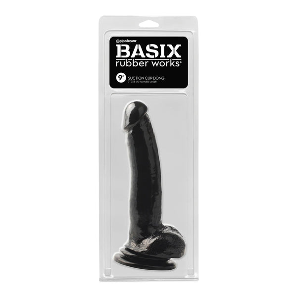 Basix Rubber Works 9&quot; Suction Cup Dong Black