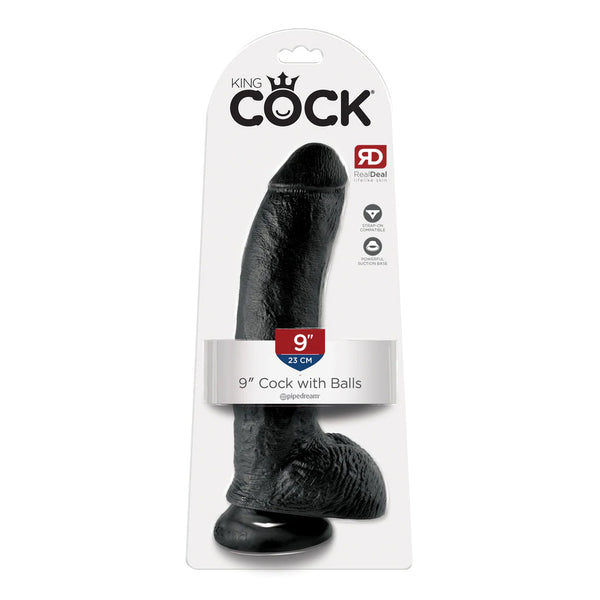 King Cock 9&quot; Cock with Balls Black