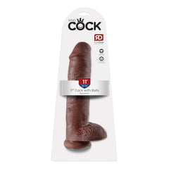 King Cock 11&quot; Cock with Balls Brown