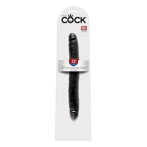King Cock 12&quot; Slim Double Dildo Black