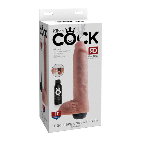 King Cock 11&quot; Squirting Cock w/ Balls Flesh