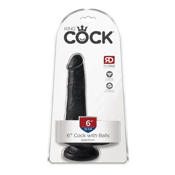 King Cock 6&quot; Cock With Balls Black