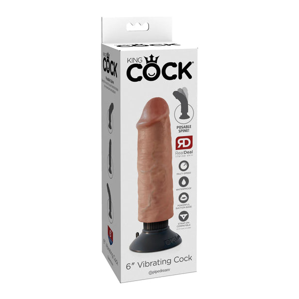 King Cock 6&quot; Vibrating Cock Tan