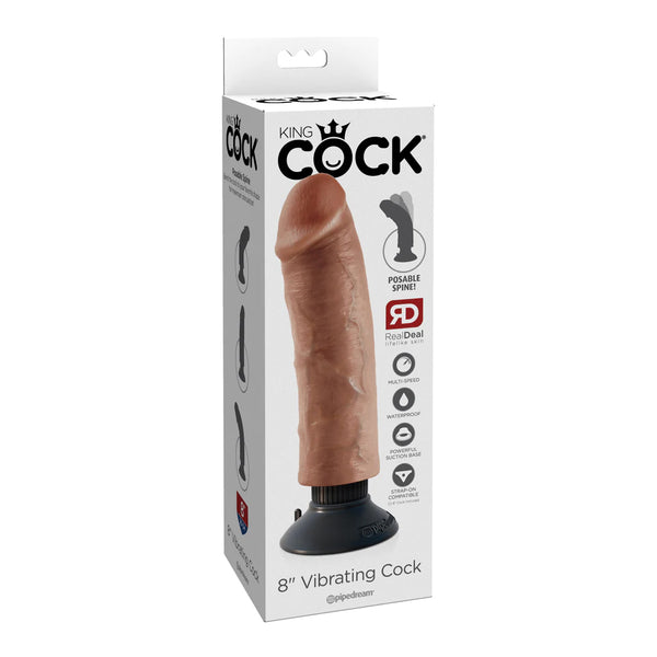 King Cock 8&quot; Vibrating Cock Tan