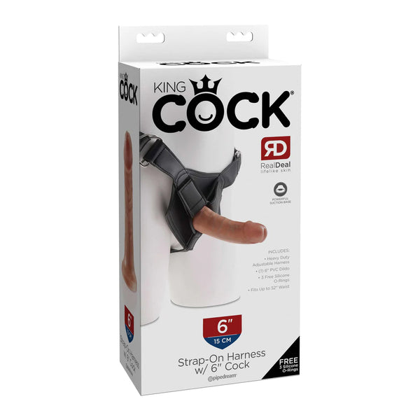 King Cock Strap-On Harness W/ 6&quot; Cock Tan