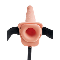 Fetish Fantasy 7.5&quot; Hollow Squirting Strap-On With Balls Flesh