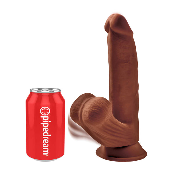 King Cock Plus 8&quot; Triple Density Cock With Swinging Balls Brown