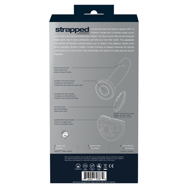 Strapped Rechargeable Vibrating Strap On Just Black
