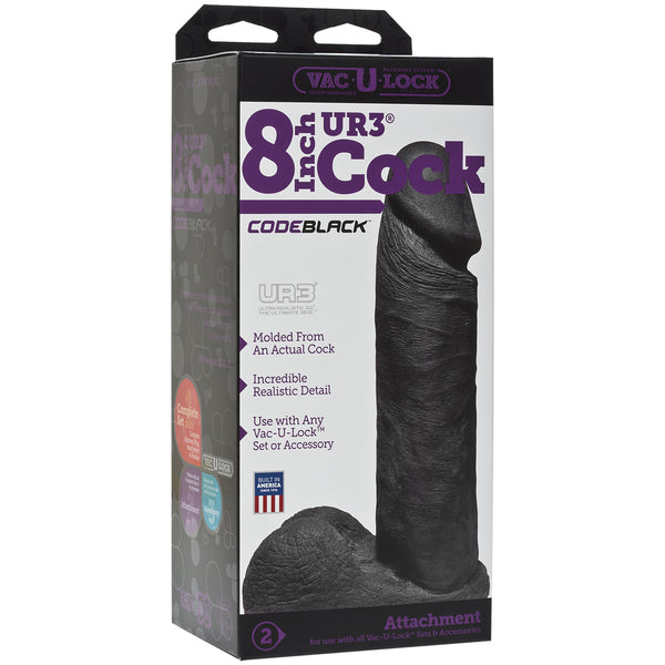 Vac-U-Lock Codeblack 8&quot; Ultraskyn Cock Codeblack