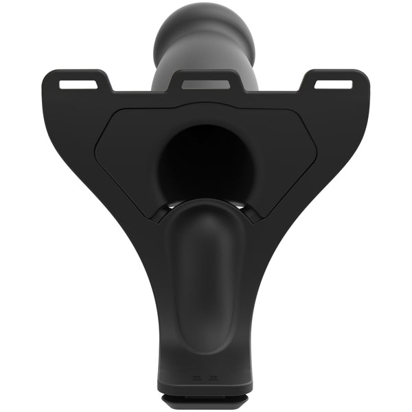 Body Extensions Be Naughty 4-Piece Set Vibrating Harness with 7&quot; Bulbed / 7.5&quot; Slim / 8&quot; Large Dong Black