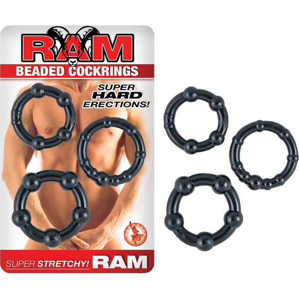 Ram Beaded Cockrings Black