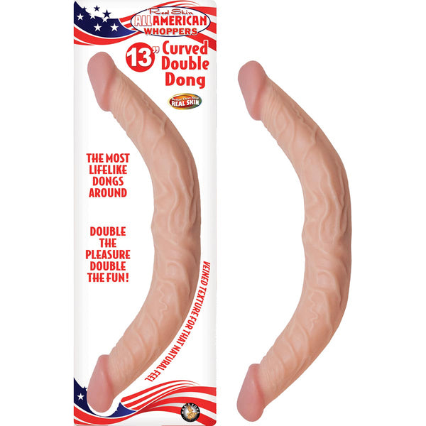 All American Whoppers 13&quot; Curved Double Dong Flesh