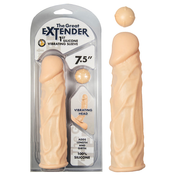 The Great Extender 1st Silicone Vibrating Sleeve 7.5 Flesh