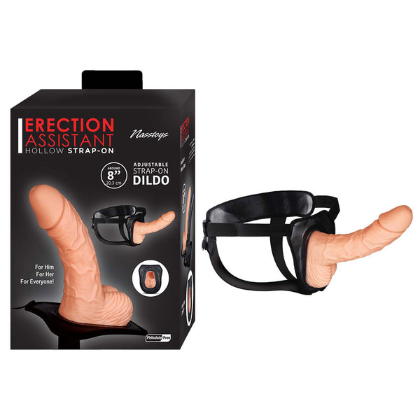 Erection Assistant Hollow Strap On 8&#39;&#39; White
