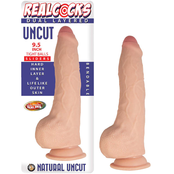 Realcocks Dual Layered Uncut Slider 9.5&quot; Tight Balls White