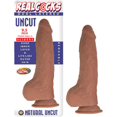 Realcocks Dual Layered Uncut Slider 9.5&quot; Tight Balls Brown