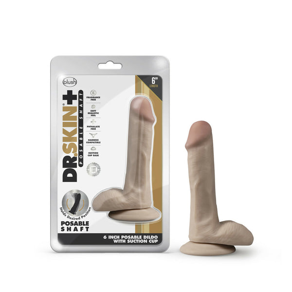 Dr. Skin Plus 6&quot; Posable Dildo With Balls Vanilla