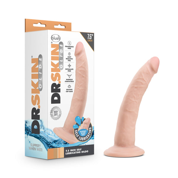 Dr. Skin Glide 7.5&#39;&#39; Self Lubricating Dildo Vanilla