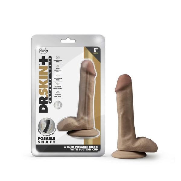 Dr. Skin Plus 6&quot; Posable Dildo With Balls Mocha