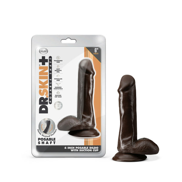 Dr. Skin Plus 6&quot; Posable Dildo With Balls Chocolate