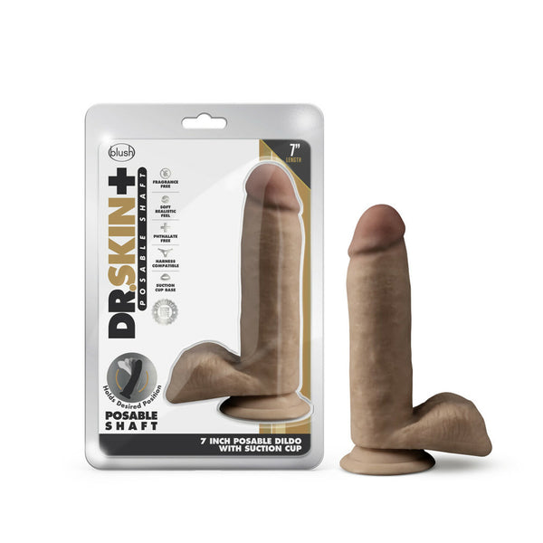 Dr. Skin Plus 7&quot; Posable Dildo With Balls Mocha