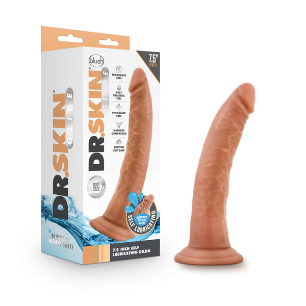 Dr. Skin Glide 7.5&quot; Self Lubricating Dildo Mocha