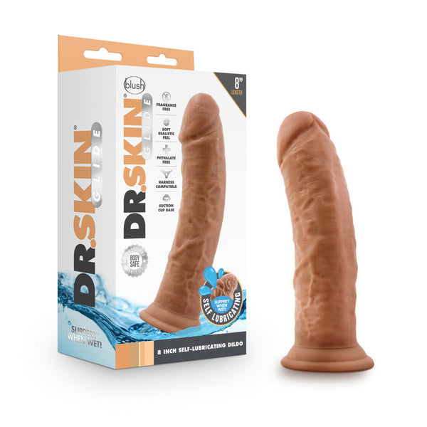 Dr. Skin Glide 8&quot; Self Lubricating Dildo Mocha
