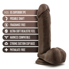 Dr. Skin Plus 8&quot; Posable Dildo With Balls Chocolate