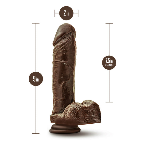 Dr. Skin Plus 9&quot; Thick Posable Dildo With Balls Chocolate