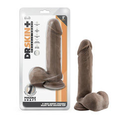 Dr. Skin Plus 9&quot; Thick Posable Dildo With Balls Chocolate