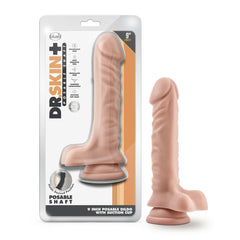 Dr. Skin Plus 9&quot; Posable Dildo With Balls Vanilla