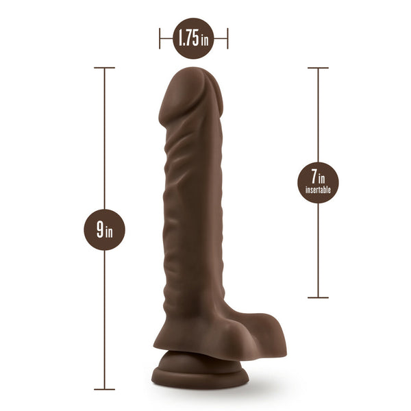 Dr. Skin Plus 9&quot; Posable Dildo With Balls Chocolate