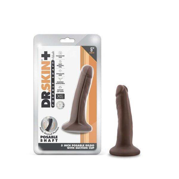 Dr. Skin Plus 5&quot; Posable Dildo Chocolate