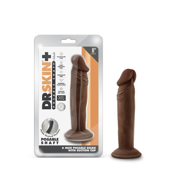 Dr. Skin Plus 6&quot; Posable Dildo Chocolate