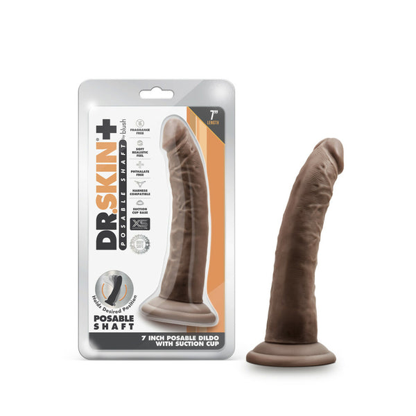 Dr. Skin Plus 7&quot; Posable Dildo Chocolate
