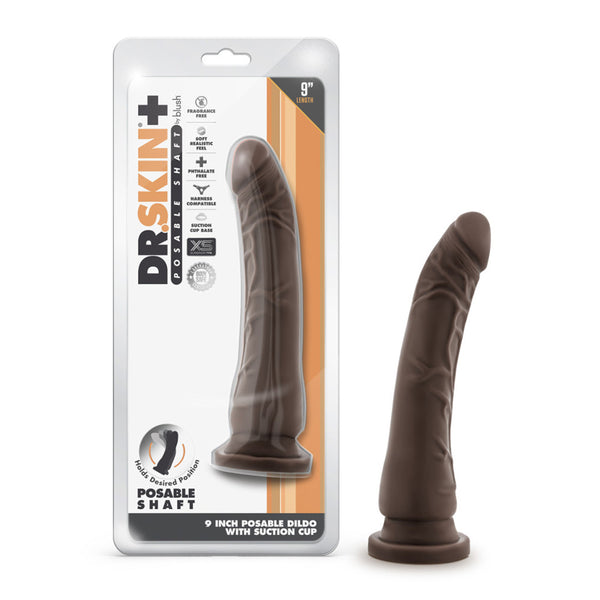 Dr. Skin Plus 9&quot; Posable Dildo Chocolate