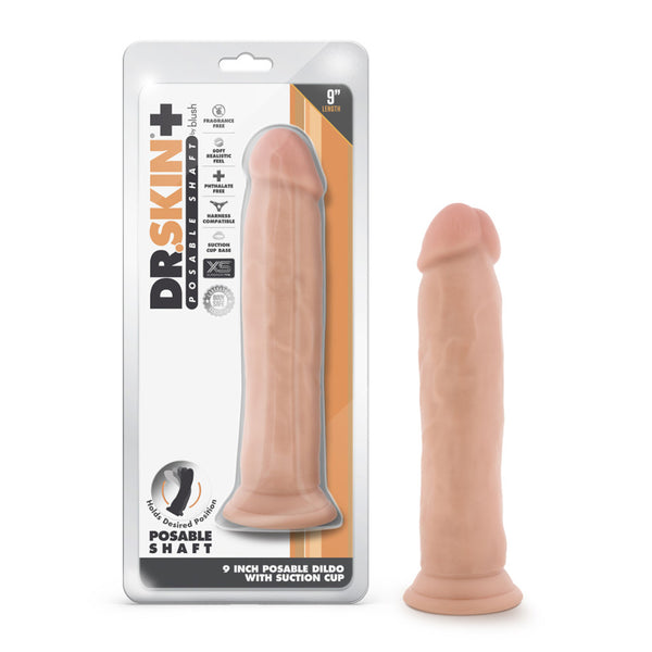 Dr. Skin Plus 9&quot; Posable Thick Dildo Vanilla