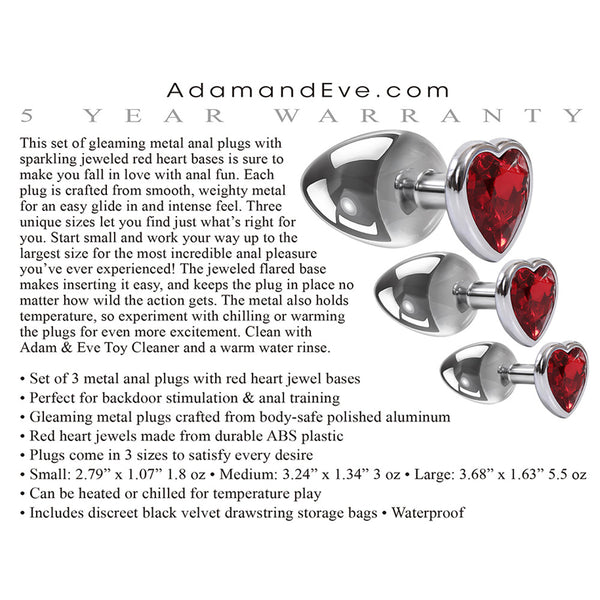 A&E Three Hearts Gem Anal Plug Set