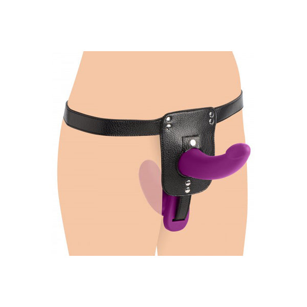 Strap U Double Take Purple 10X Vibrating Double Penetration Strap-On Harness