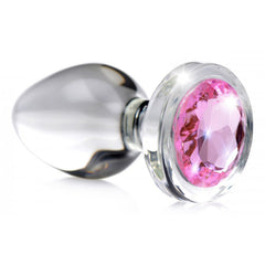Booty Sparks Pink Gem Glass Anal Plug Large
