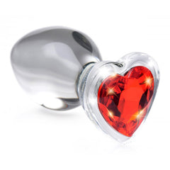 Booty Sparks Red Heart Gem Glass Anal Plug Large