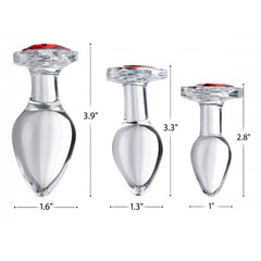 Booty Sparks Red Heart Gem Glass Anal Plug Large