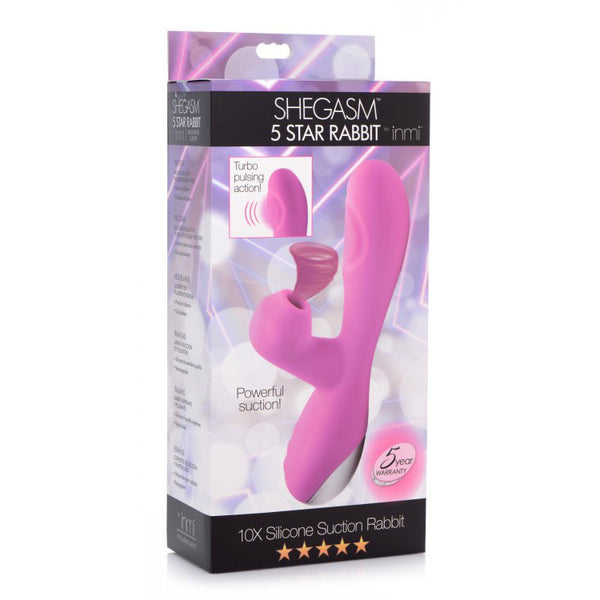 Inmi Shegasm 5 Star 10X Silicone Suction & Pulsing Rabbit Pink