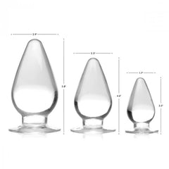 Master Series Triple Cones 3 Piece Anal Plug Set Clear