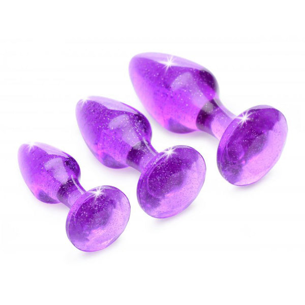 Booty Sparks Glitter Gem Anal Plug Set Purple