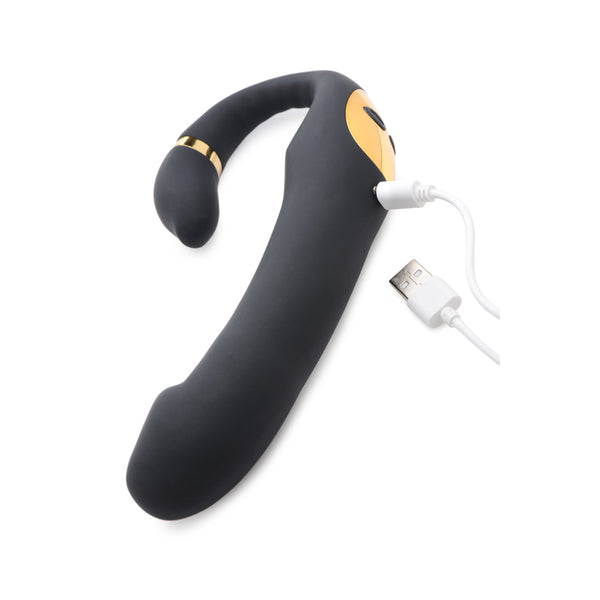 Inmi 10X Pleasure Pose Come Hither Silicone Vibrator With Poseable Clit Stimulator