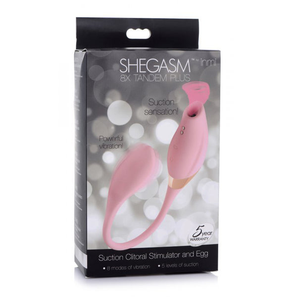 Inmi Shegasm 8X Tandem Plus Silicone Suction Clitoral Stimulator And Egg